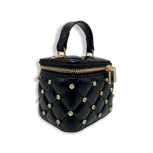 B1341 Embellished Vanity Quilted Purse (5 Colors): DARK PINK