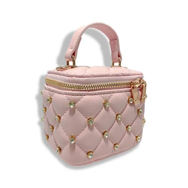 B1341 Embellished Vanity Quilted Purse (5 Colors): DARK PINK