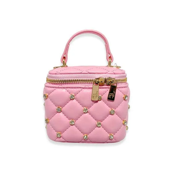 B1341 Embellished Vanity Quilted Purse (5 Colors): DARK PINK