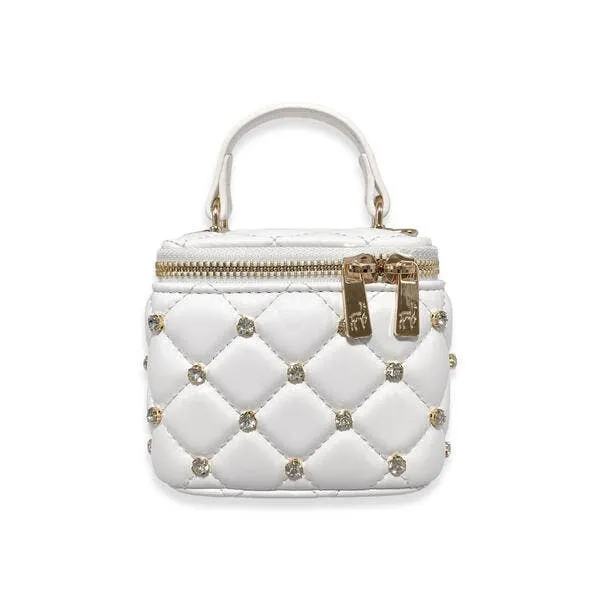 B1341 Embellished Vanity Quilted Purse (5 Colors): DARK PINK