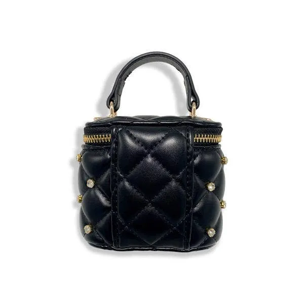 B1341 Embellished Vanity Quilted Purse (5 Colors): DARK PINK