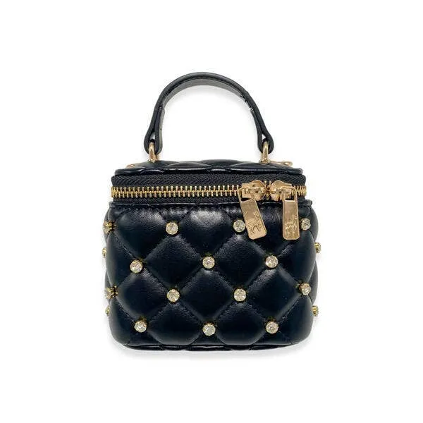 B1341 Embellished Vanity Quilted Purse (5 Colors): DARK PINK