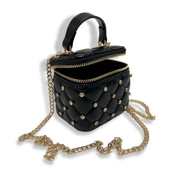 B1341 Embellished Vanity Quilted Purse (5 Colors): DARK PINK