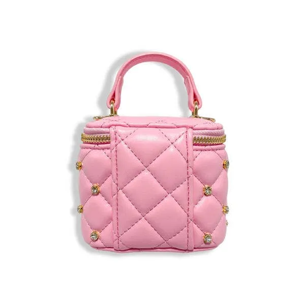 B1341 Embellished Vanity Quilted Purse (5 Colors): DARK PINK