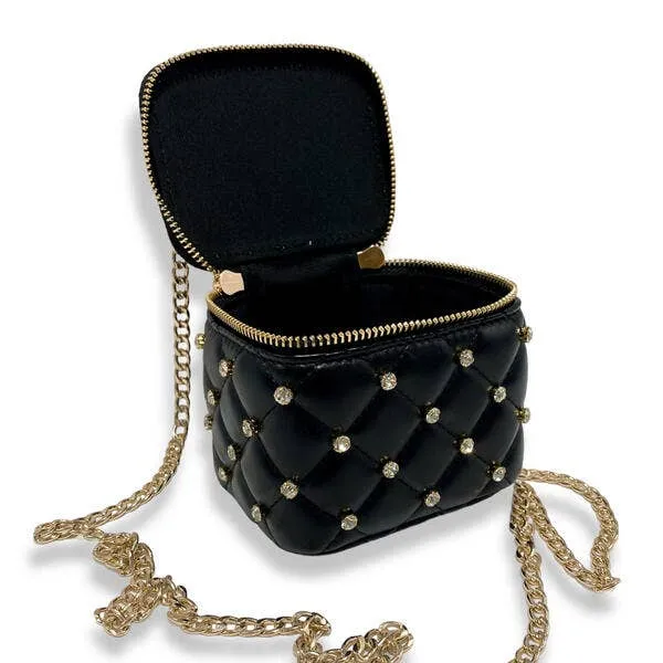 B1341 Embellished Vanity Quilted Purse (5 Colors): DARK PINK