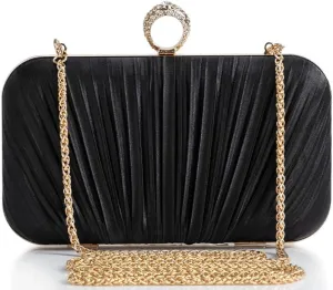 BABEYOND Clutch Purses for Women - Satin Evening Bag Pleated Clutch Handbag for Bride Party Prom Wedding