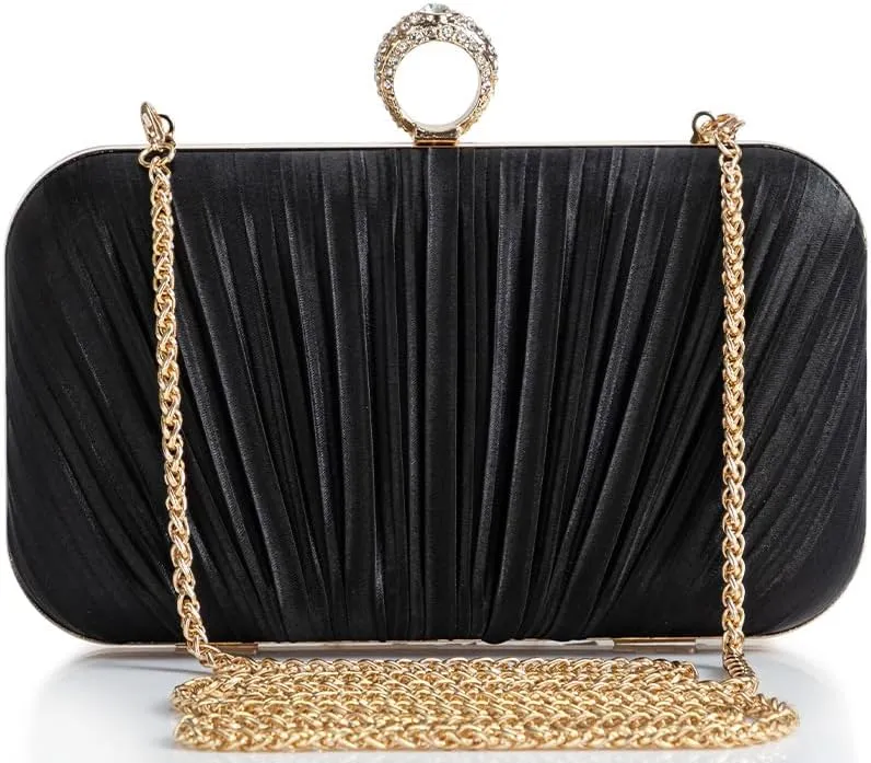 BABEYOND Clutch Purses for Women - Satin Evening Bag Pleated Clutch Handbag for Bride Party Prom Wedding