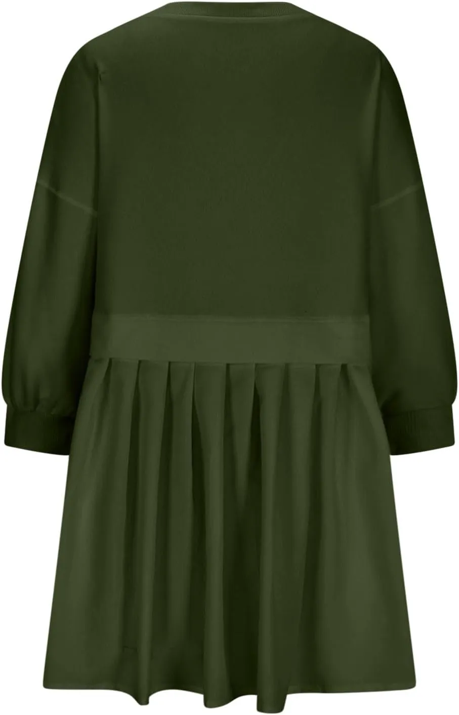 Babydoll Dresses Fall 2024 Long Sleeve Pleated A Line Swing Patchwork Lightweight Dress Crewneck Casual Mini Dresses
