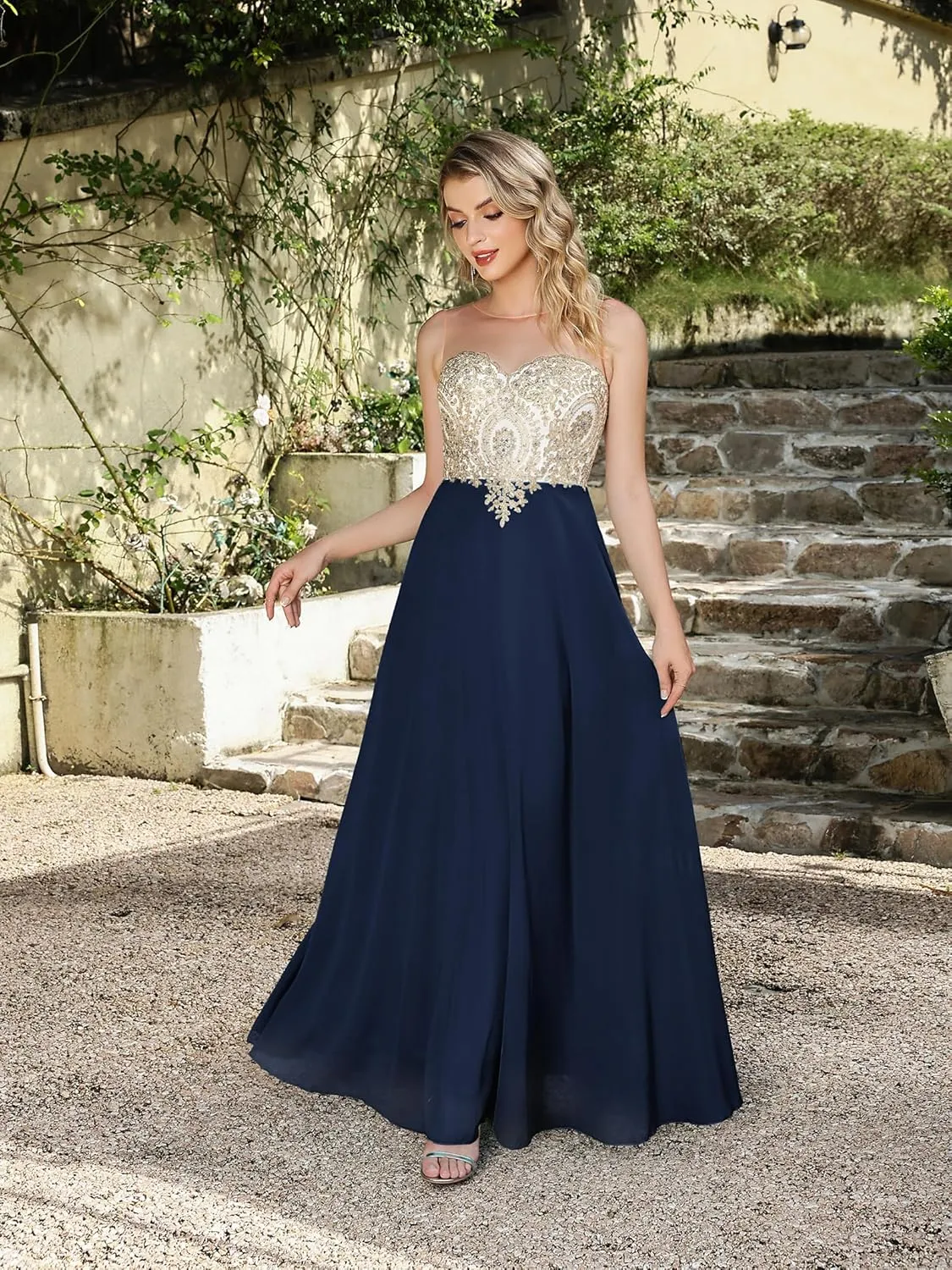 Babyonline Women's 2025 Summer Maxi Dress - Sleeveless Elegant Round Neck High Waist Flowy Wedding Guest Formal Long Dresses