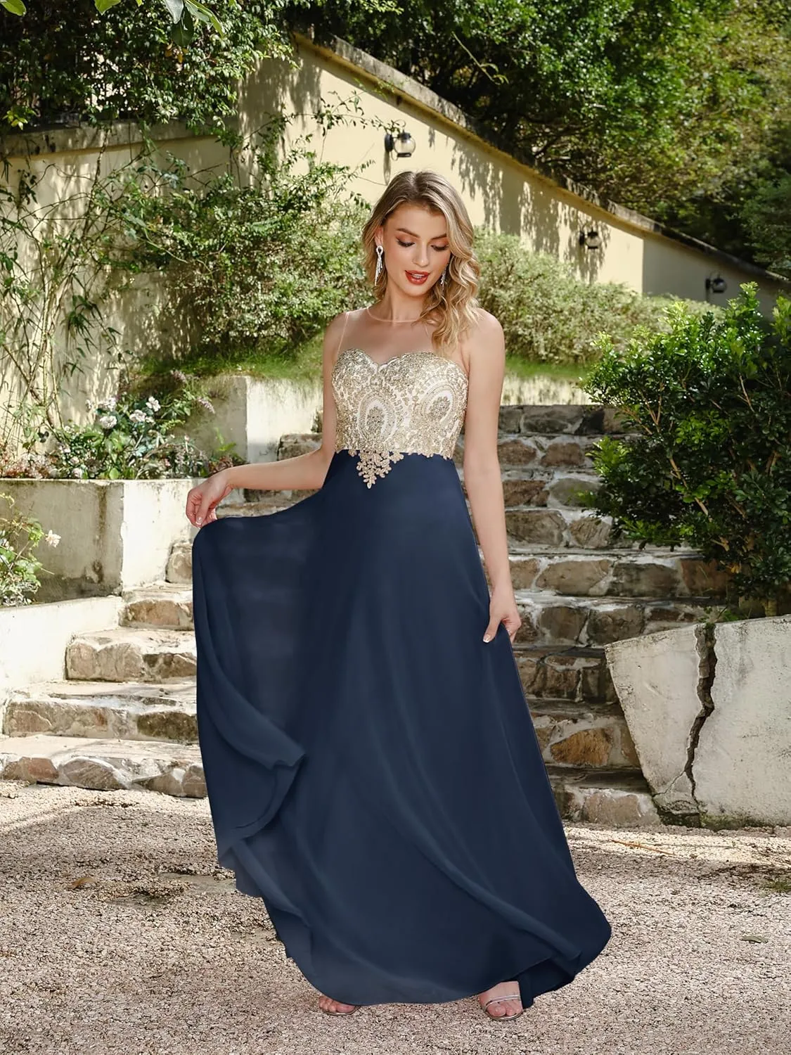 Babyonline Women's 2025 Summer Maxi Dress - Sleeveless Elegant Round Neck High Waist Flowy Wedding Guest Formal Long Dresses