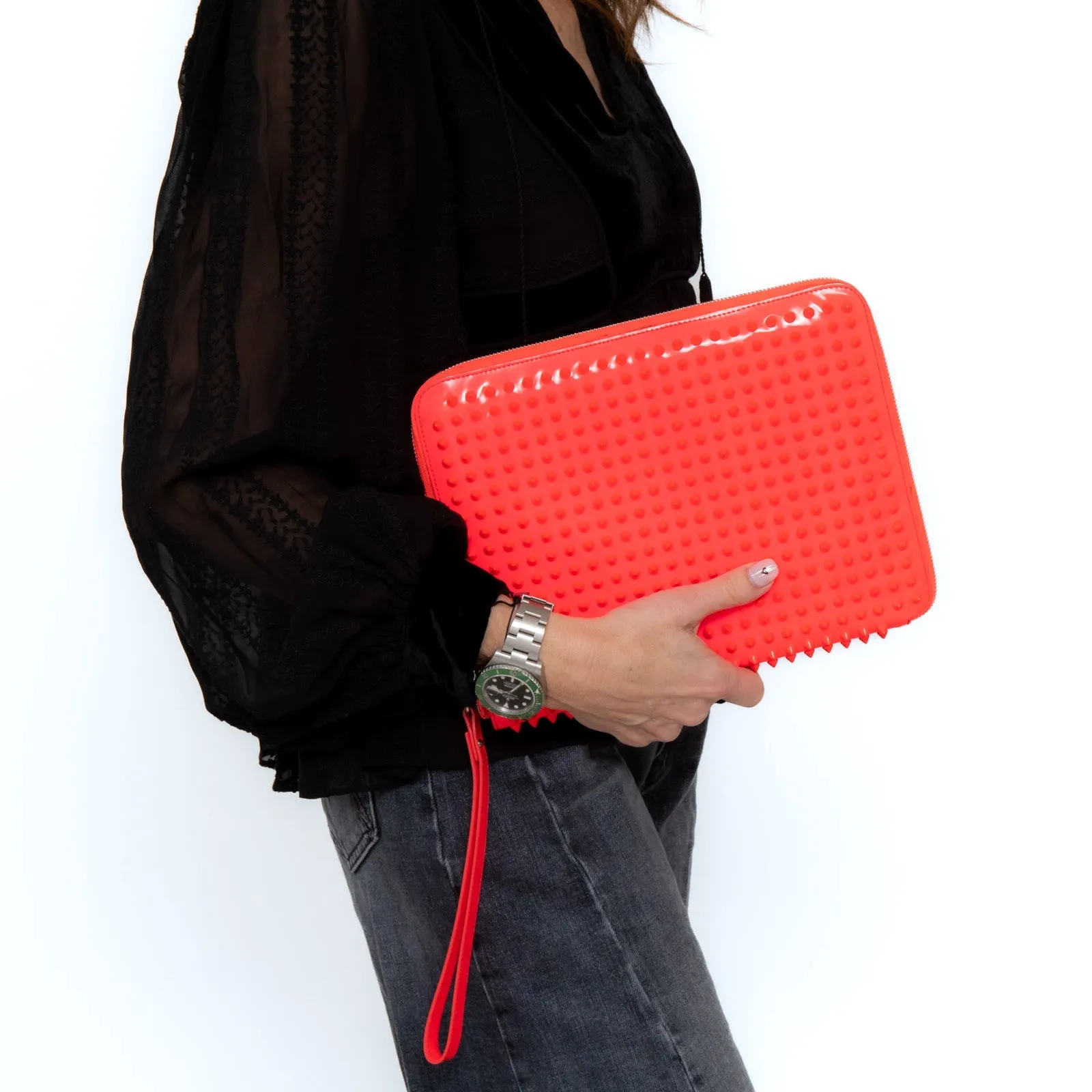 Bag Patent Quality-assured  Christian Louboutin Weather-resistant Clutch Red Spike