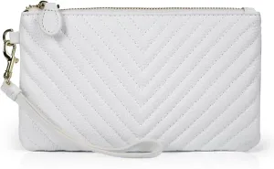 befen Women's Genuine Italian Leather Wristlet Clutch Wallet Purse, Gold Zipper
