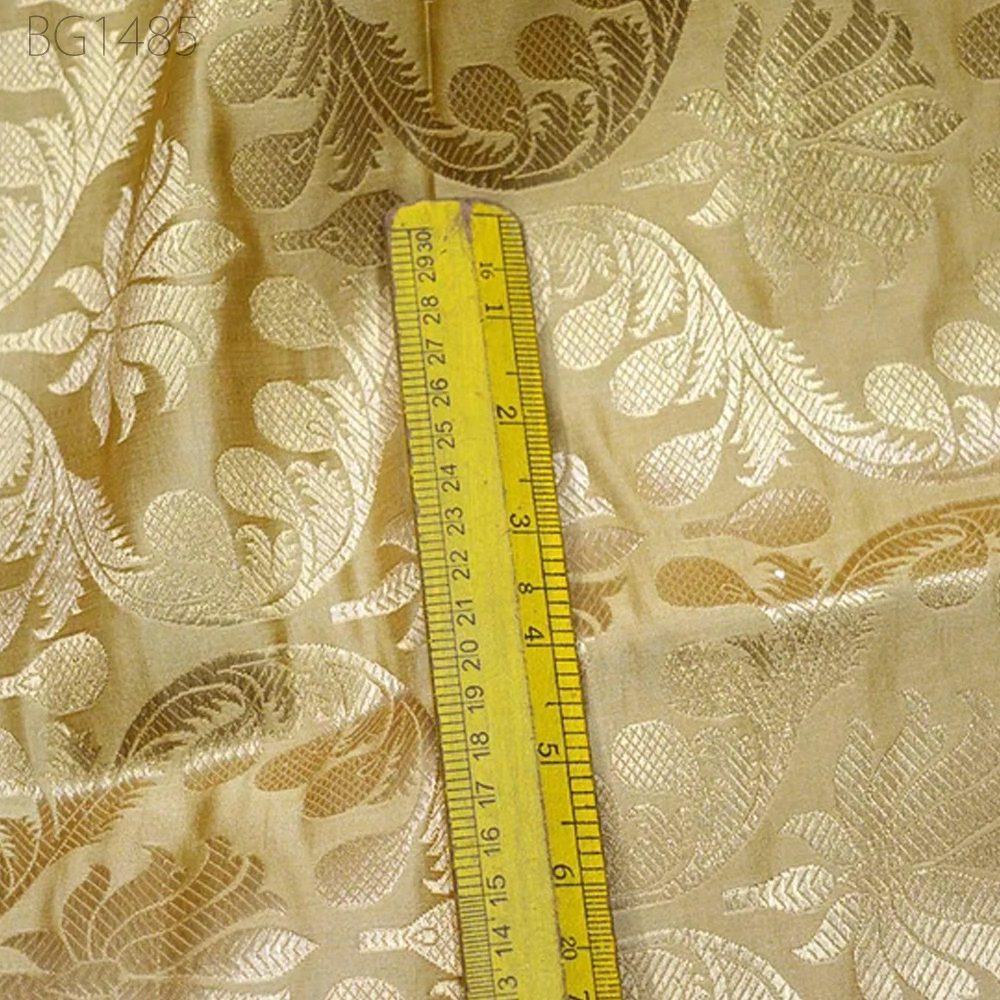 Beige Brocade Fabric Crafting Indian Brocade Fabric by the Yard Wedding Dress Banarasi Bridal Dress Material Sewing Lehenga Blouses costumes