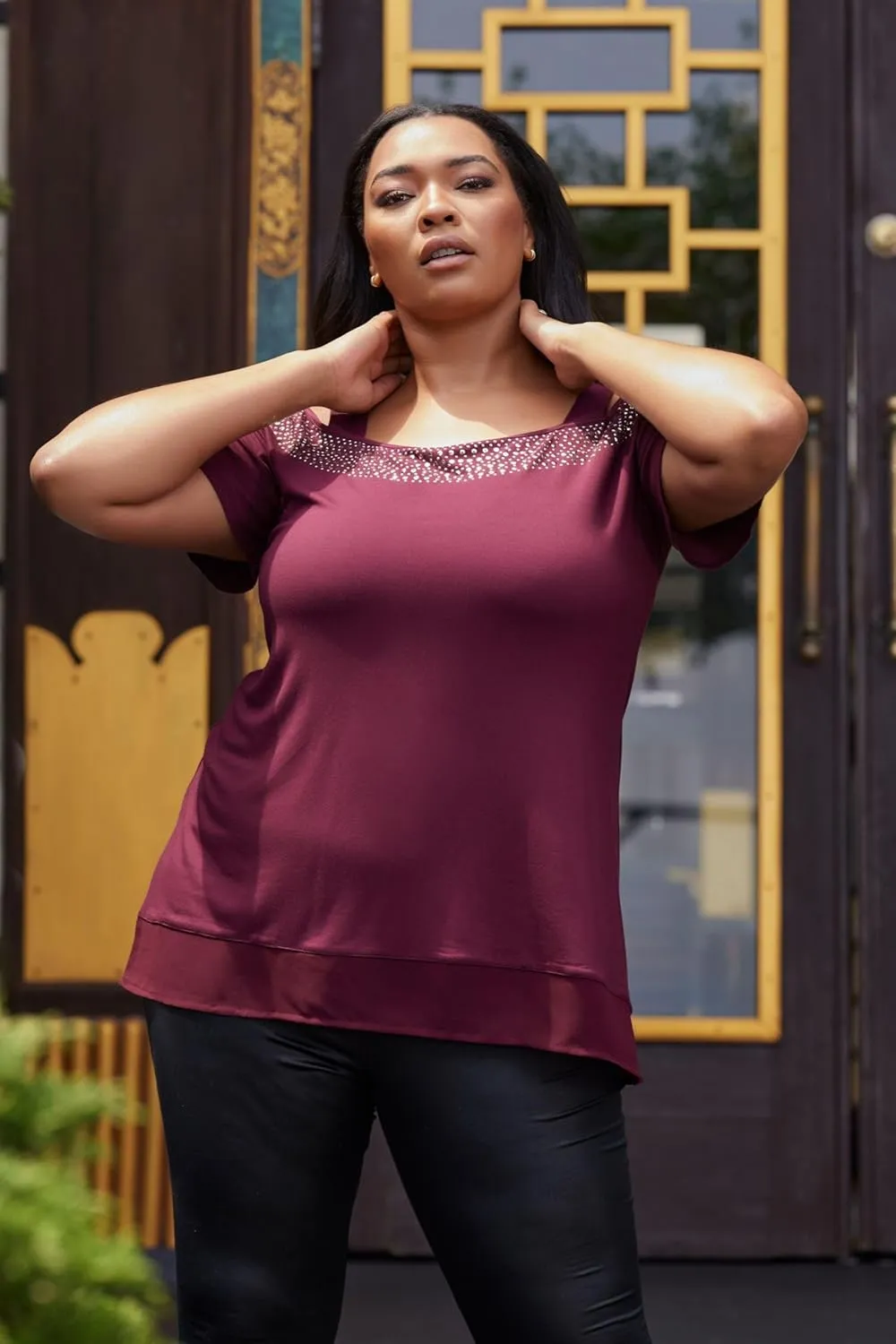 Belldini Womens Fashion Casual Tunic Tops Cold Shoulder Blouse Dressy Casual