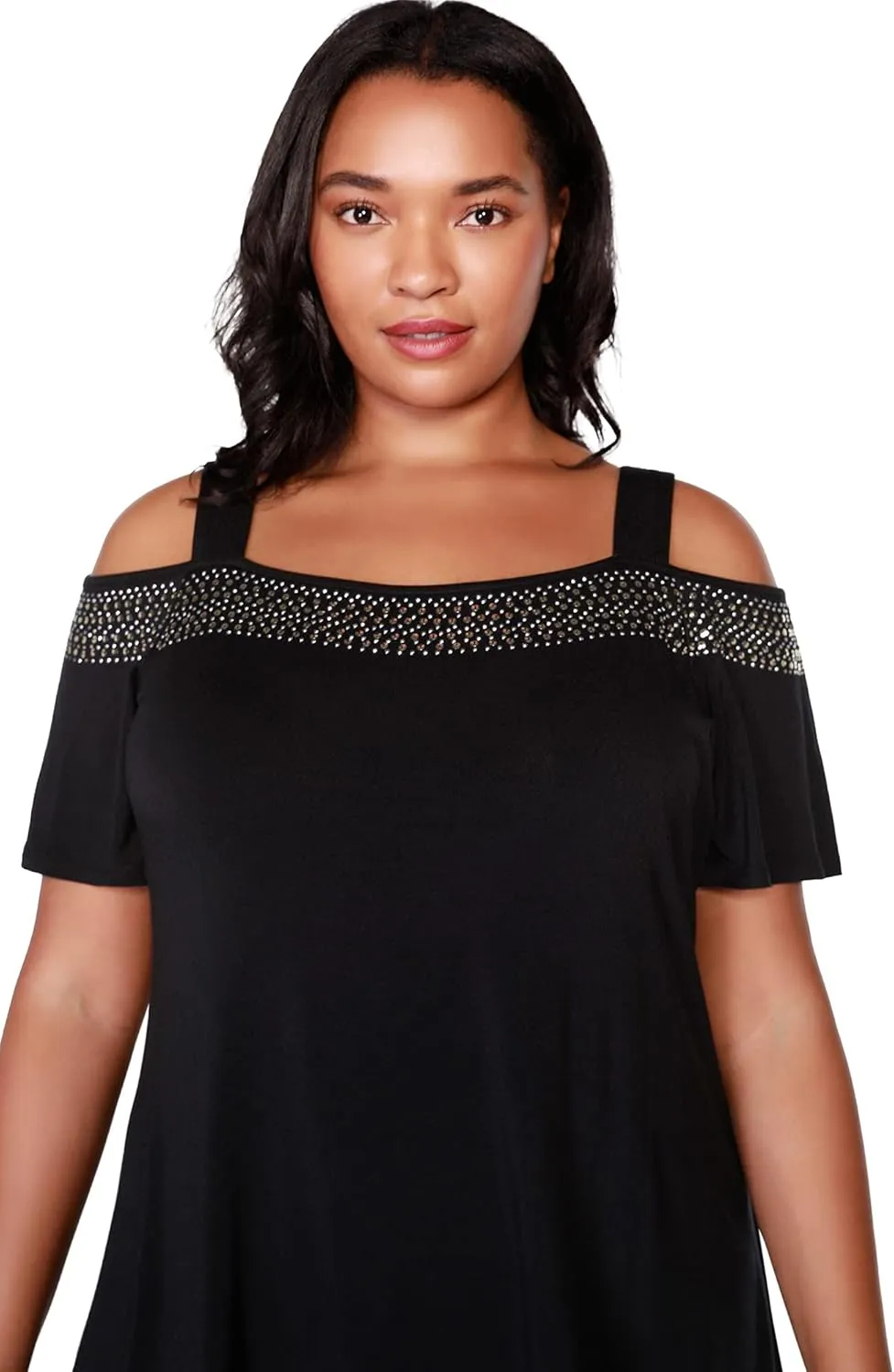 Belldini Womens Fashion Casual Tunic Tops Cold Shoulder Blouse Dressy Casual