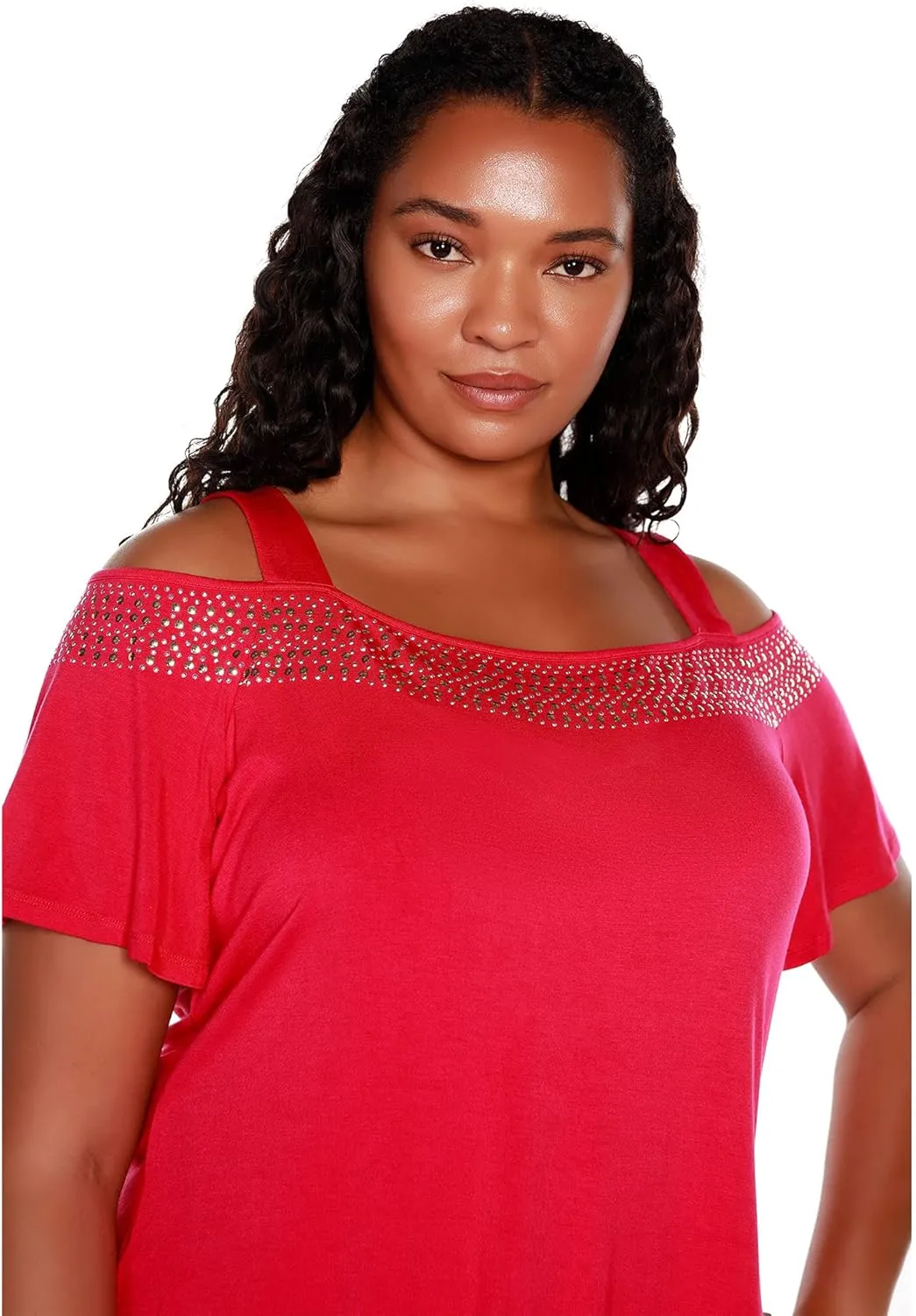 Belldini Womens Fashion Casual Tunic Tops Cold Shoulder Blouse Dressy Casual