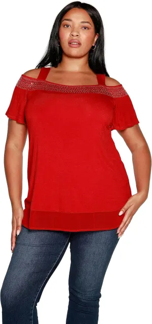 Belldini Womens Fashion Casual Tunic Tops Cold Shoulder Blouse Dressy Casual