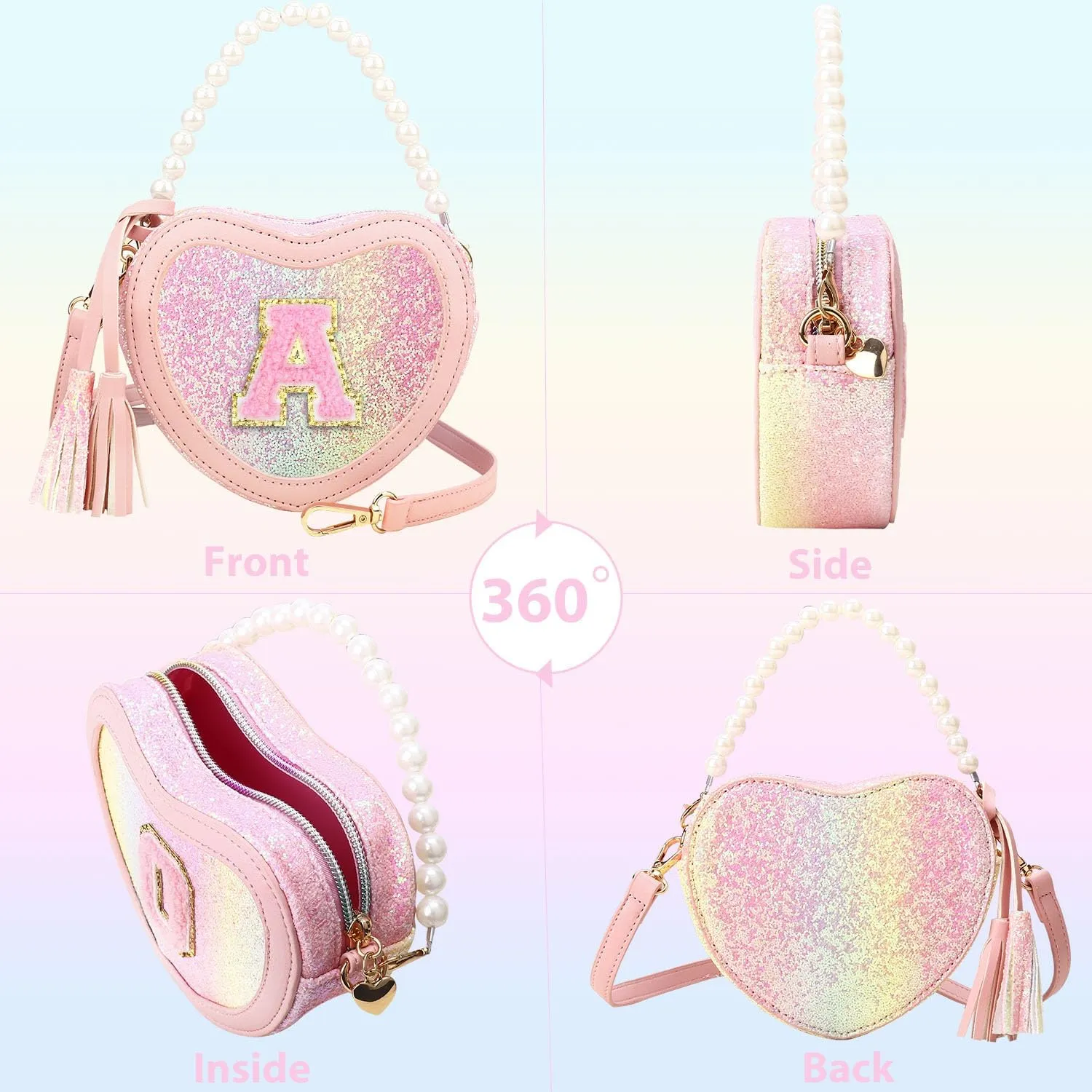 Birthday Purse Gifts for Little Girls - Girls Heart Princess Handbags Shoulder Kids Crossbody Bag Toddler Purse for Christmas Gift A