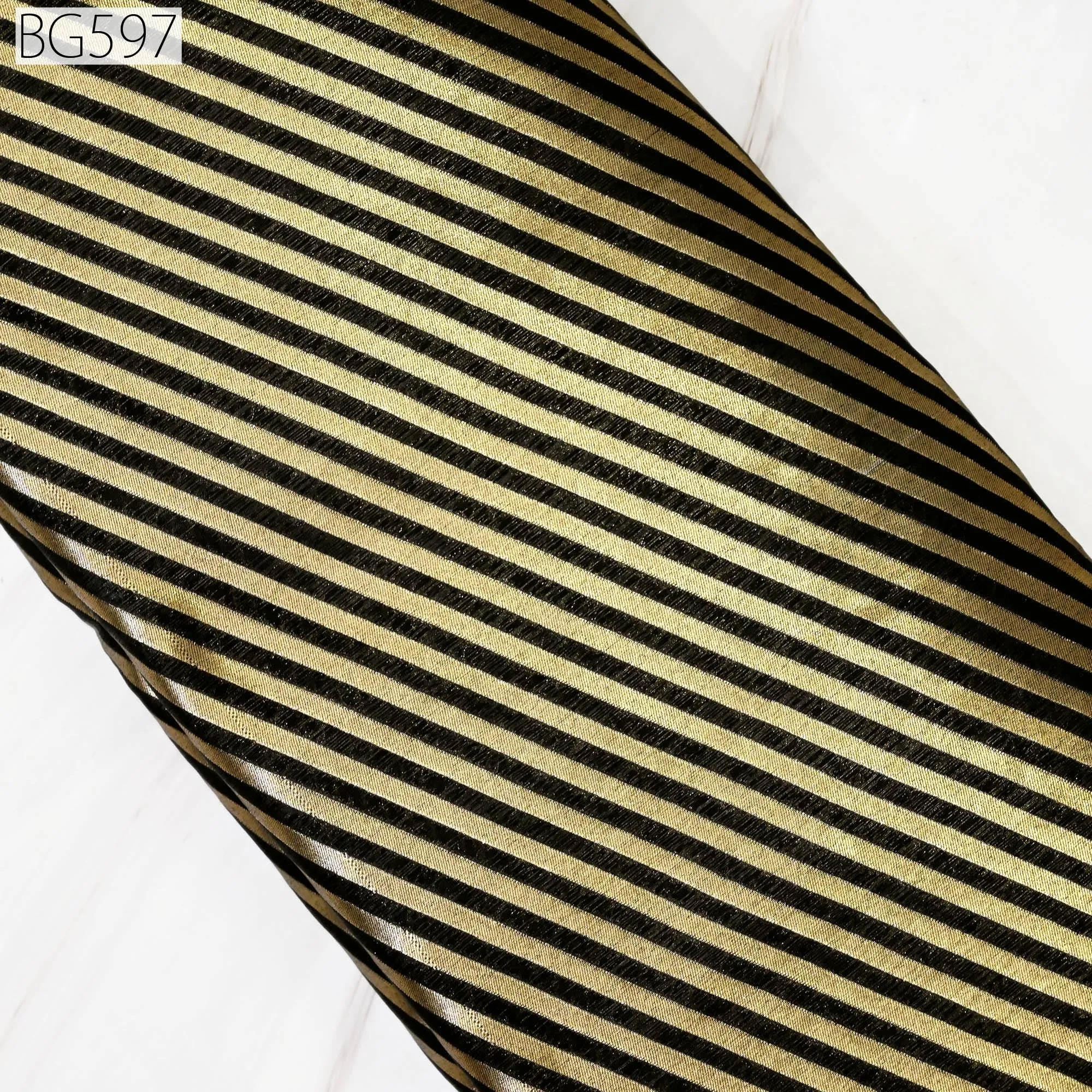 Black Benarse Wedding Dresses Brocade by the yard Diagonal Stripes Indian Banarasi Sewing Material Costume Crafting Drapery Cushion Covers