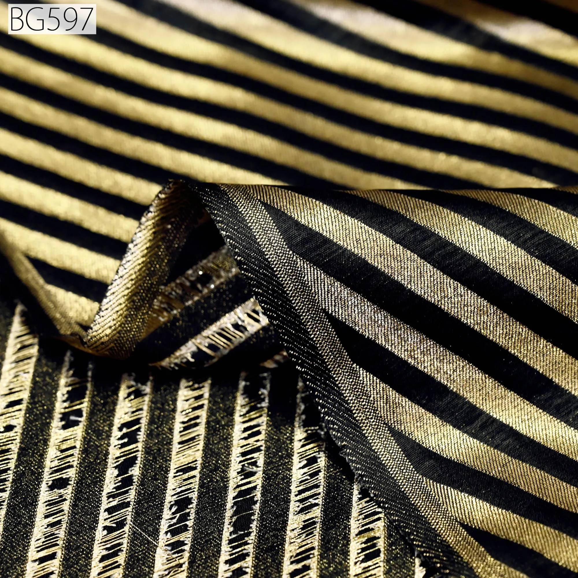 Black Benarse Wedding Dresses Brocade by the yard Diagonal Stripes Indian Banarasi Sewing Material Costume Crafting Drapery Cushion Covers