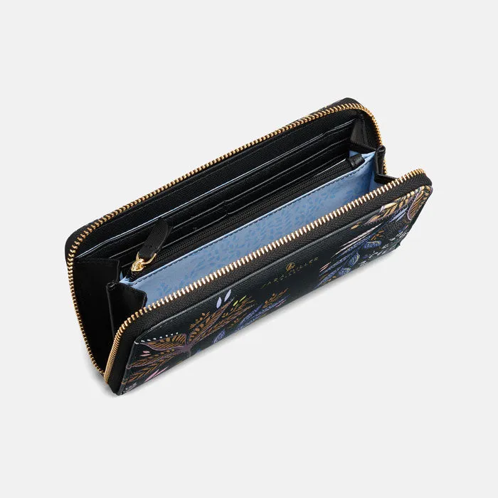 Black Botanic Large Zip Purse