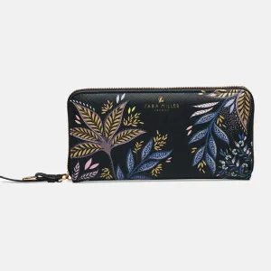 Black Botanic Large Zip Purse