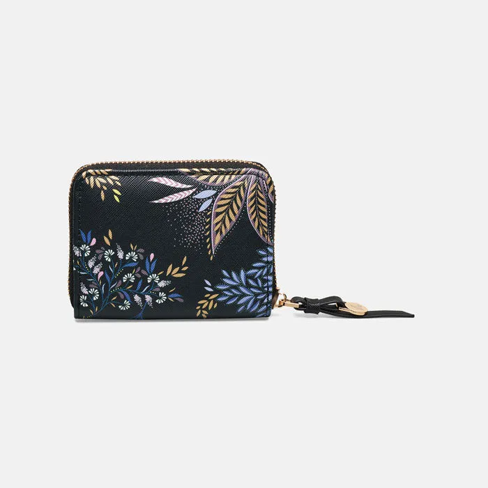 Black Botanic Small Zip Purse