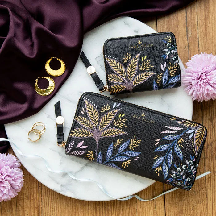 Black Botanic Small Zip Purse
