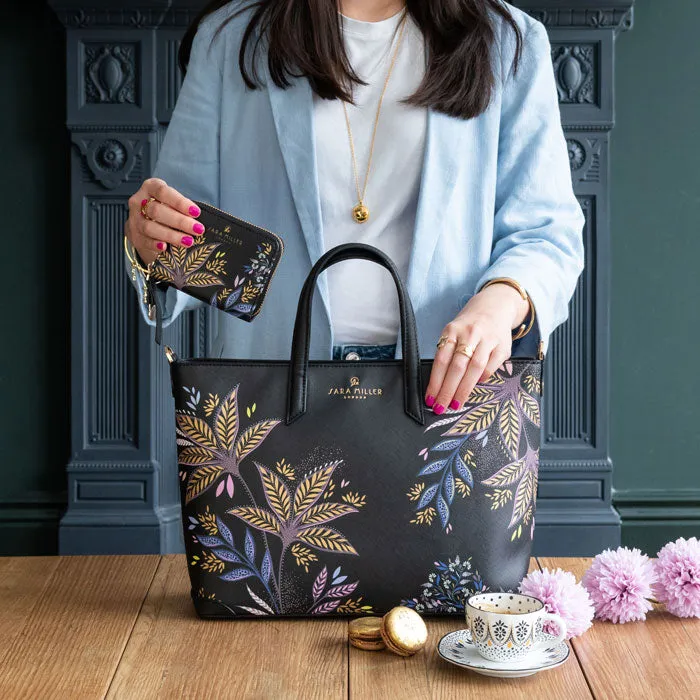 Black Botanic Small Zip Purse