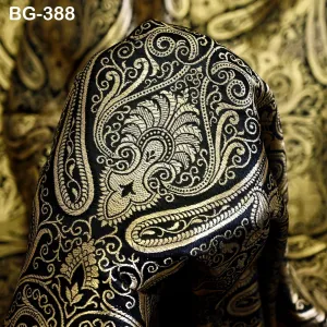 Black Brocade Fabric by the Yard Brocade for vest jacket Banarasi Fabric for Wedding dress Kids Frock Gown making Indian Blended Silk fabric