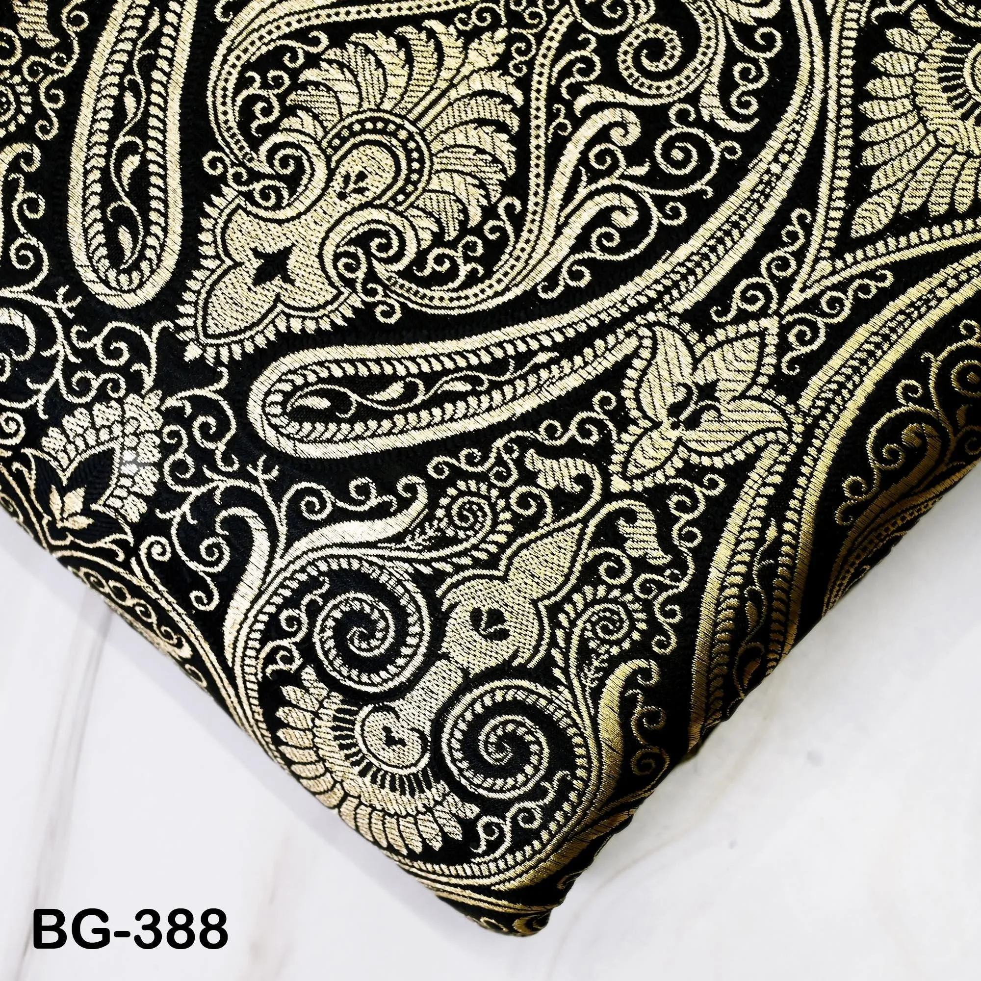 Black Brocade Fabric by the Yard Brocade for vest jacket Banarasi Fabric for Wedding dress Kids Frock Gown making Indian Blended Silk fabric