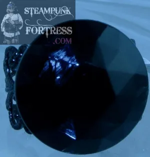 BLACK FACETED GLASS ROUND BUTTON ON BLACK FILIGREE ADJUSTABLE RING STARR WILDE STEAMPUNK FORTRESS