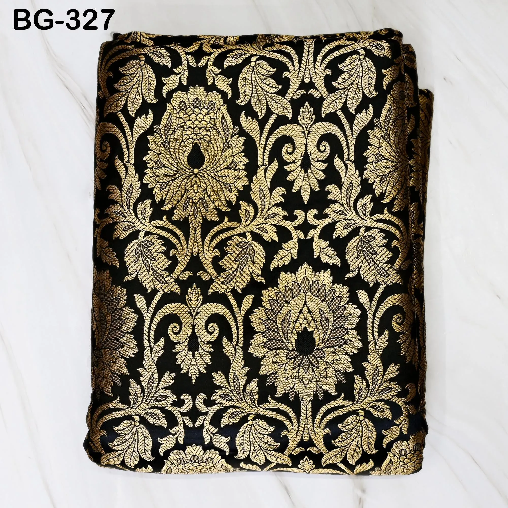 Black Gold Brocade bridesmaid costume Fabric by the Yard Floral Banarasi crafting Saree Wedding Dress Blended Silk Jacket Making  Fabric