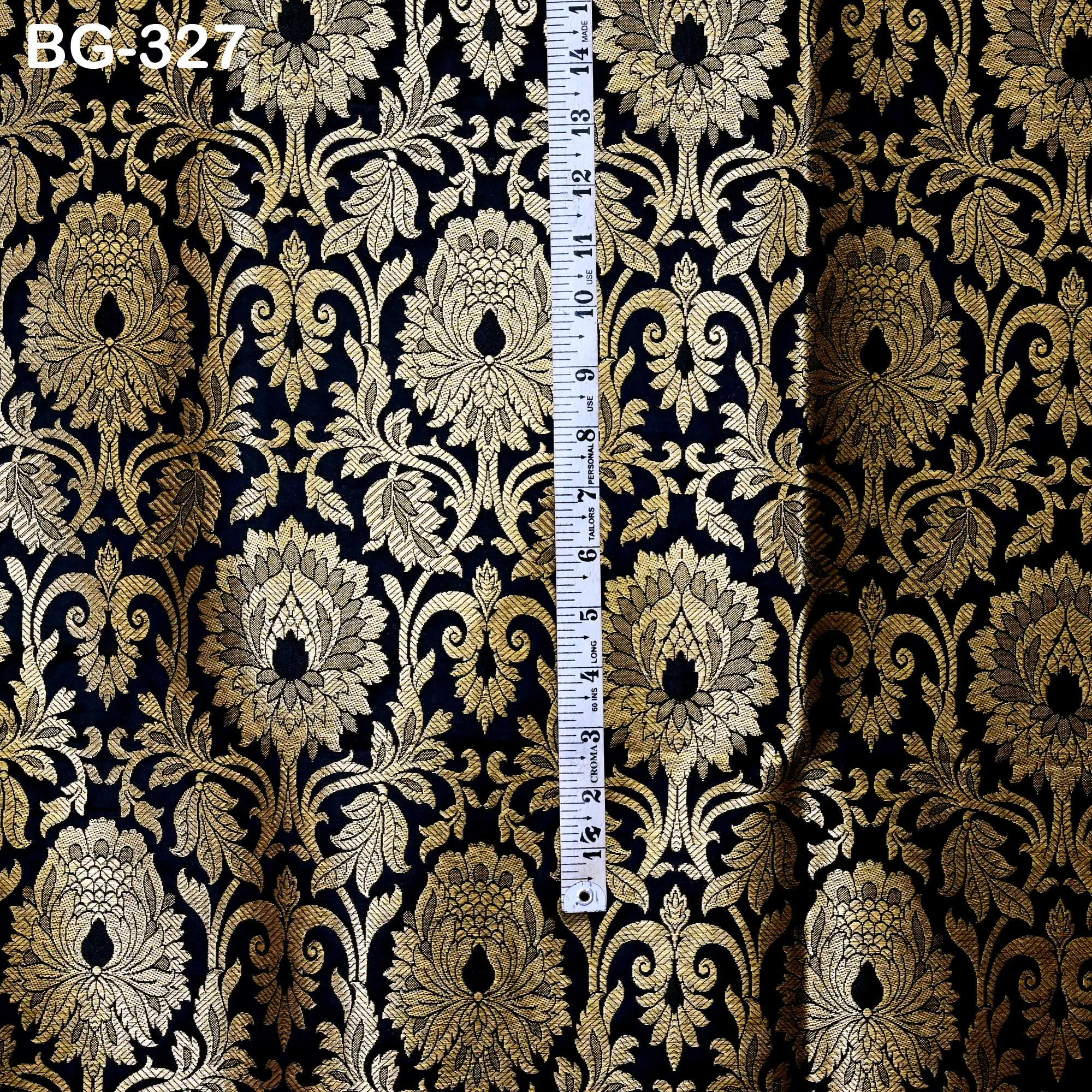 Black Gold Brocade bridesmaid costume Fabric by the Yard Floral Banarasi crafting Saree Wedding Dress Blended Silk Jacket Making  Fabric