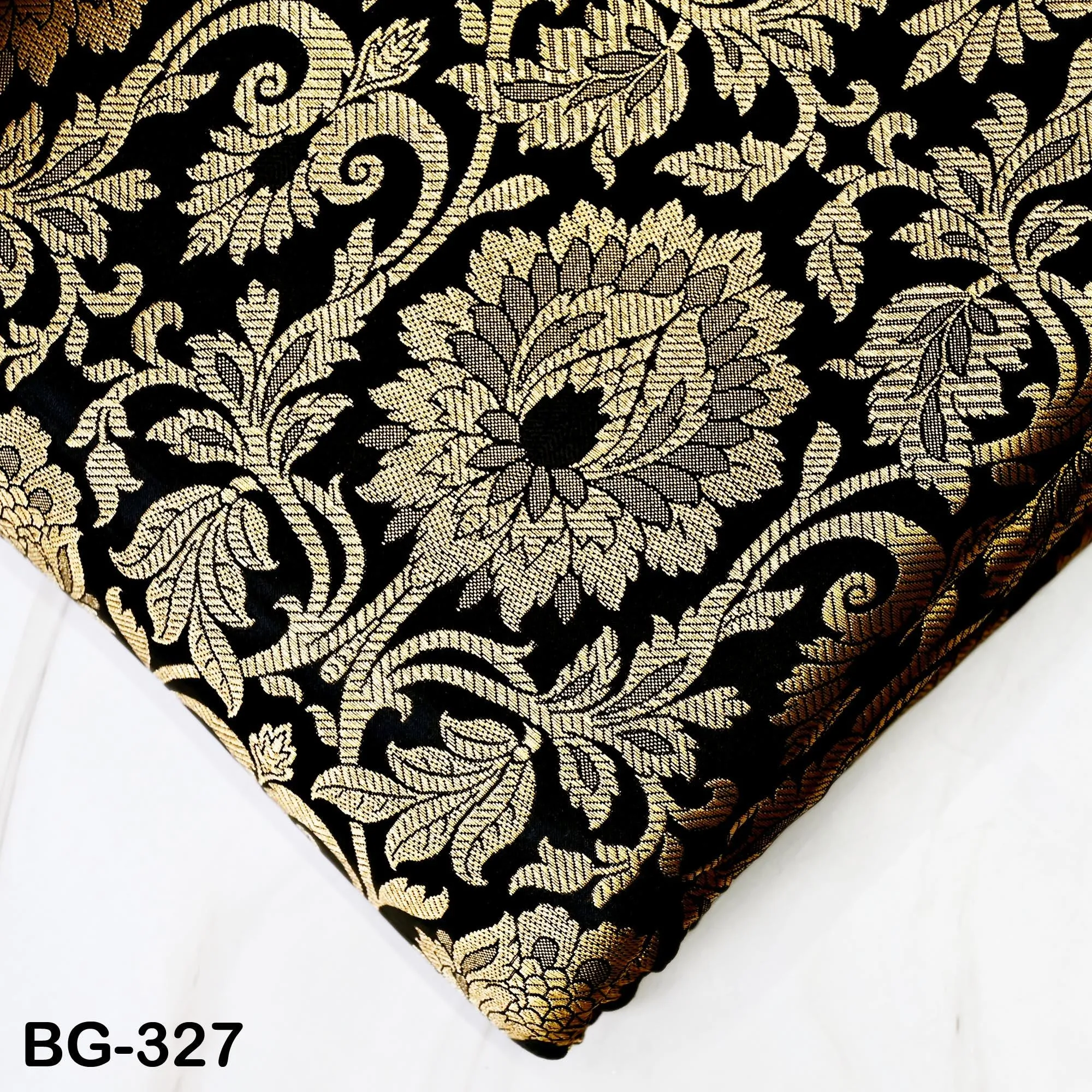 Black Gold Brocade bridesmaid costume Fabric by the Yard Floral Banarasi crafting Saree Wedding Dress Blended Silk Jacket Making  Fabric