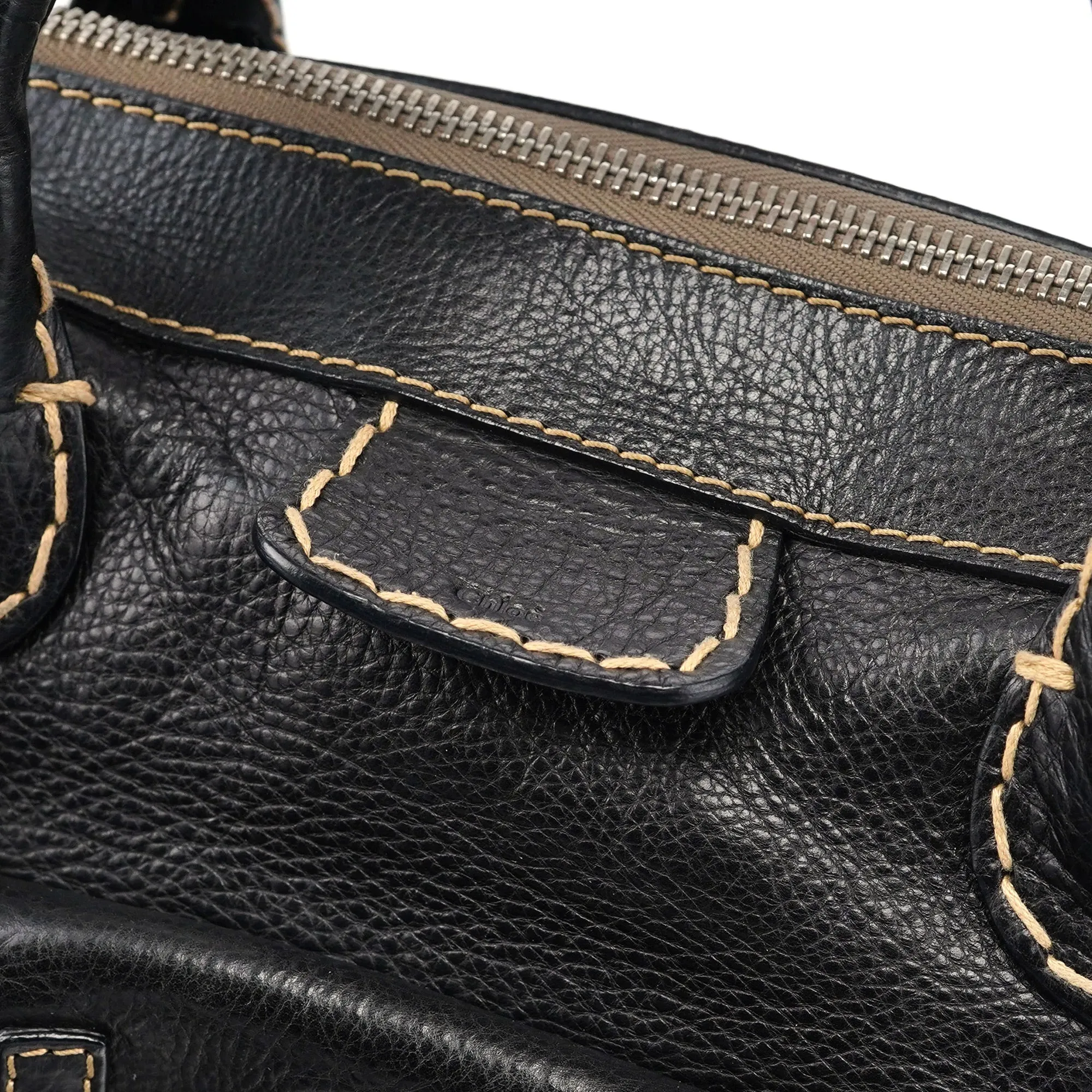 Black Leather Edith 2-Way Tote Bag