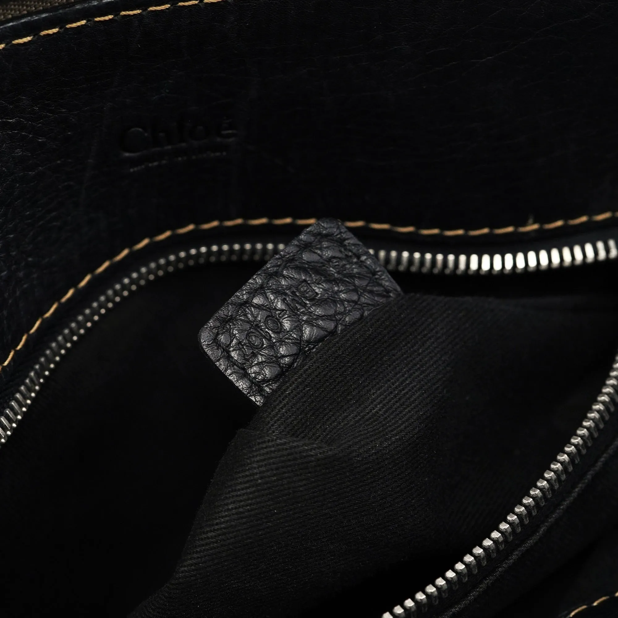 Black Leather Edith 2-Way Tote Bag