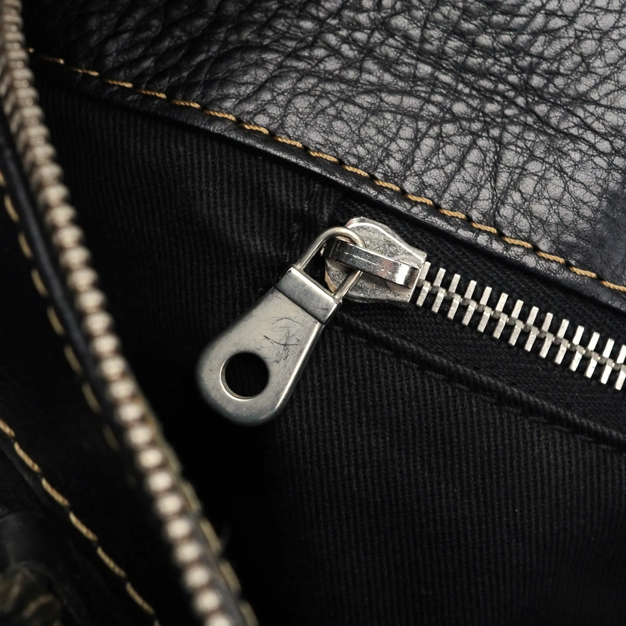 Black Leather Edith 2-Way Tote Bag