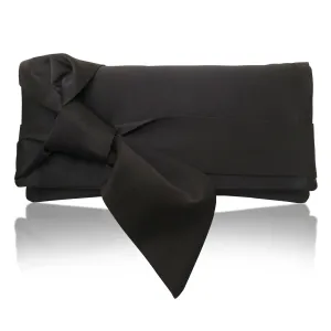 Black satin clutch handbag PIPER