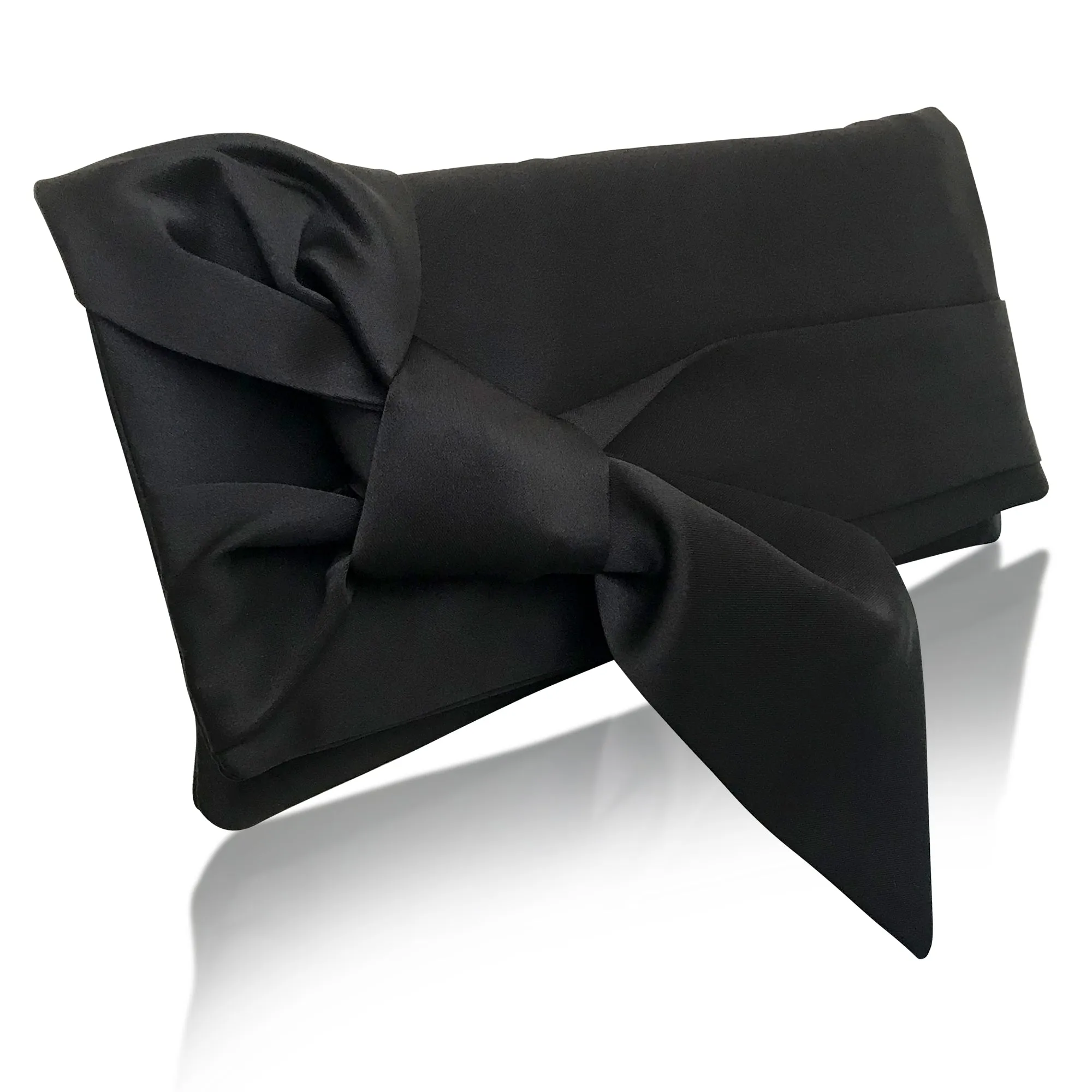 Black satin clutch handbag PIPER