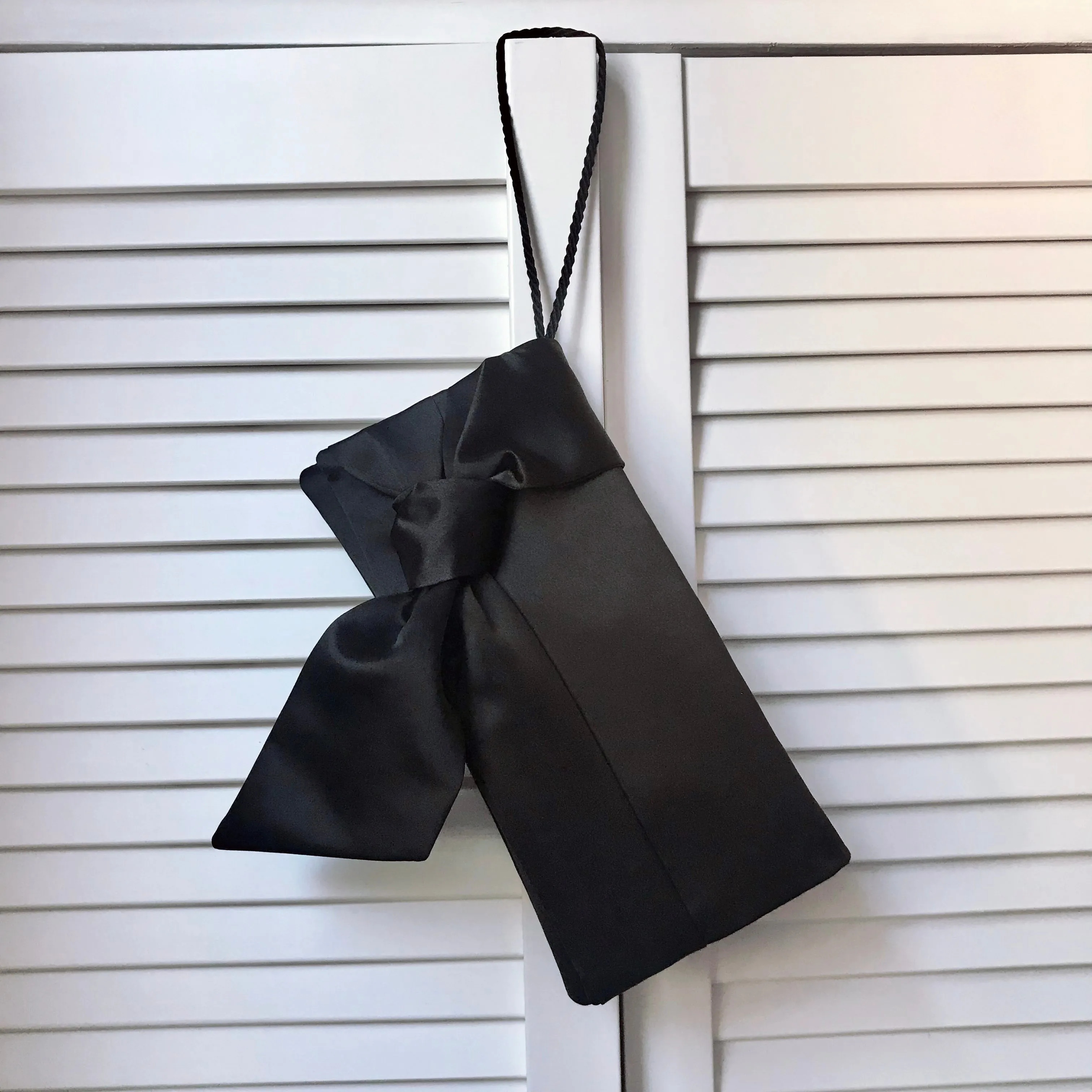 Black satin clutch handbag PIPER