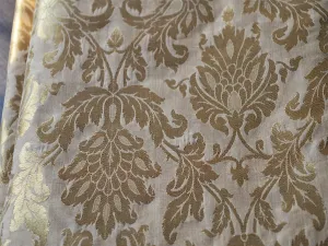 Blended Silk Brocade in Beige Gold with Motifs Weaving Indian Dresses making Banarasi Fabric by the Yard brocade crafting Sewing home decor