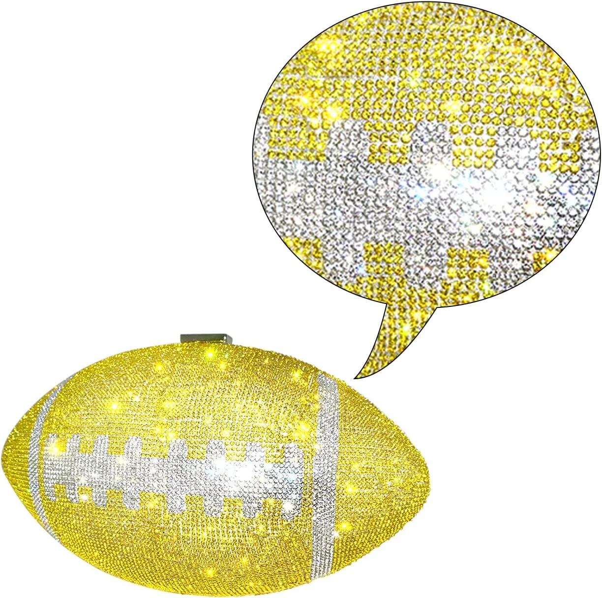 Bling Rhinestone Football Shaped Rugby Quirky Bag Purse Shoulder Handbag with Crystal for Women Girls