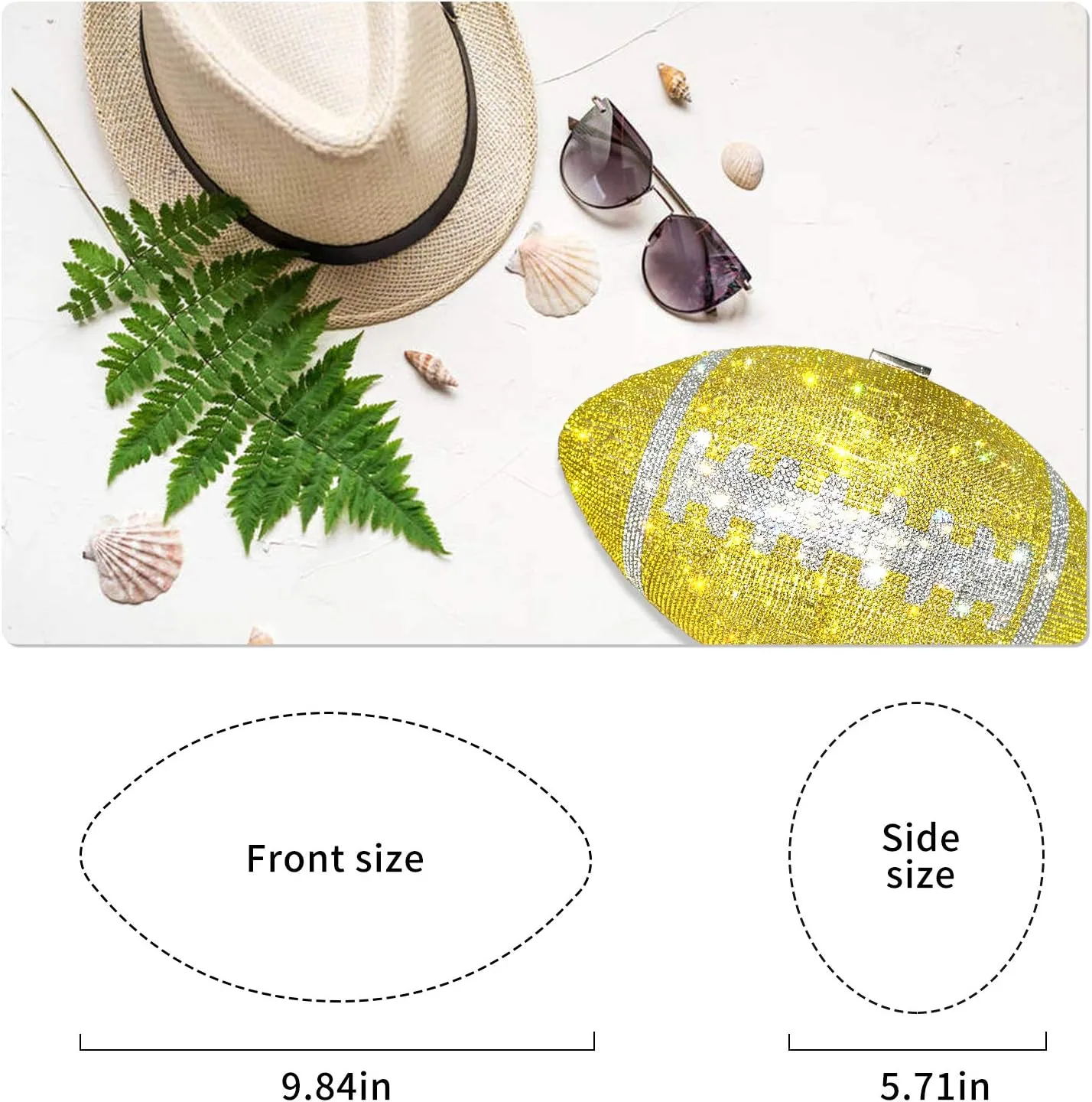Bling Rhinestone Football Shaped Rugby Quirky Bag Purse Shoulder Handbag with Crystal for Women Girls