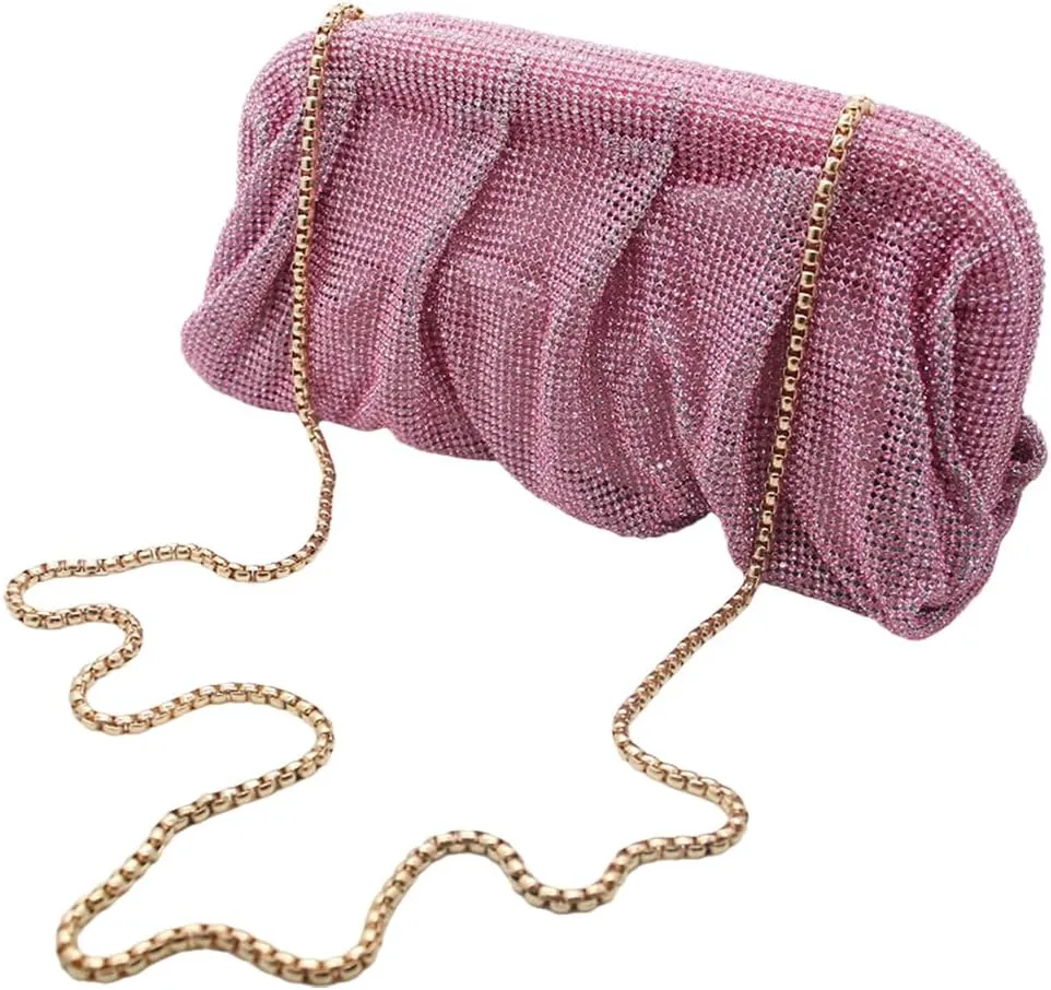 Bling Rhinestone Purse Bags Dumpling Clutch Purses for Women Formal Wedding Party Prom Evening Handbags