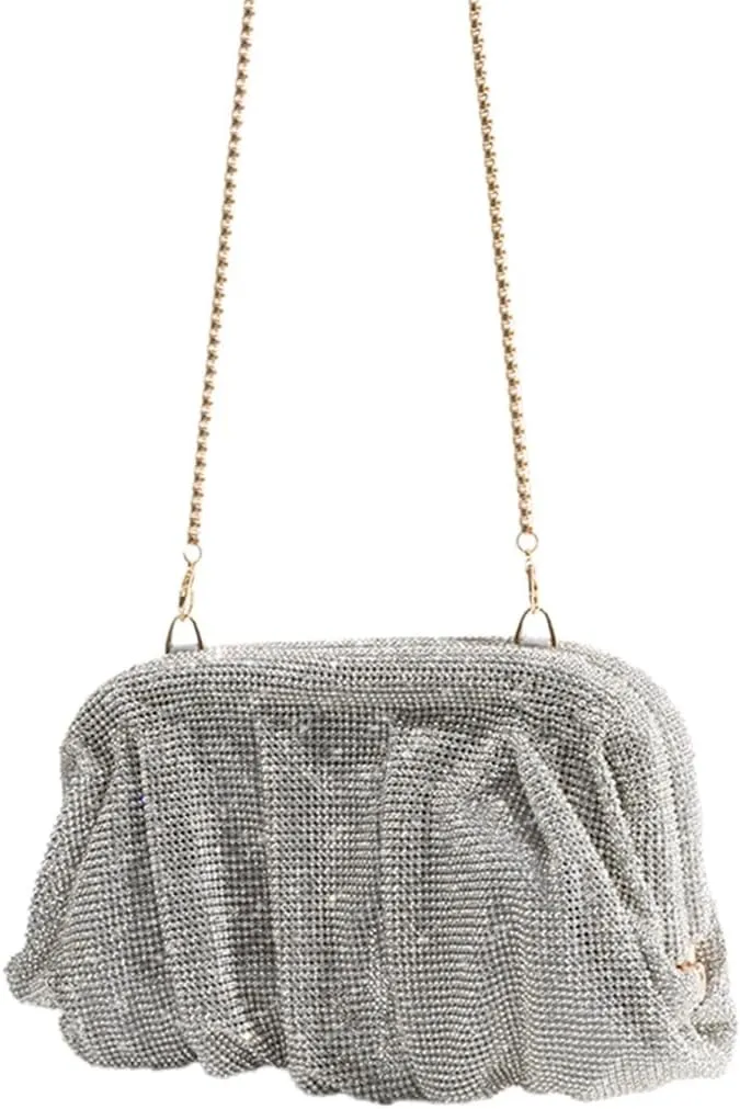 Bling Rhinestone Purse Bags Dumpling Clutch Purses for Women Formal Wedding Party Prom Evening Handbags