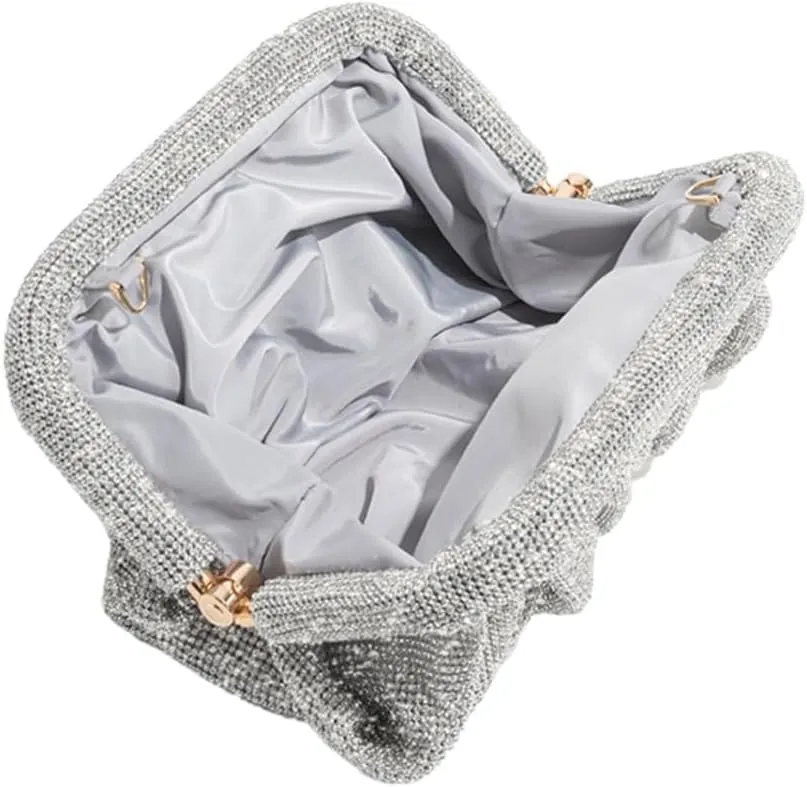 Bling Rhinestone Purse Bags Dumpling Clutch Purses for Women Formal Wedding Party Prom Evening Handbags