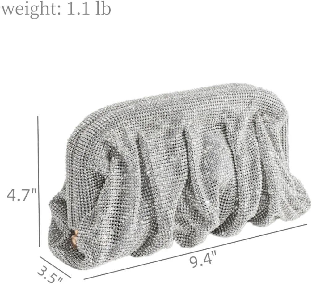 Bling Rhinestone Purse Bags Dumpling Clutch Purses for Women Formal Wedding Party Prom Evening Handbags