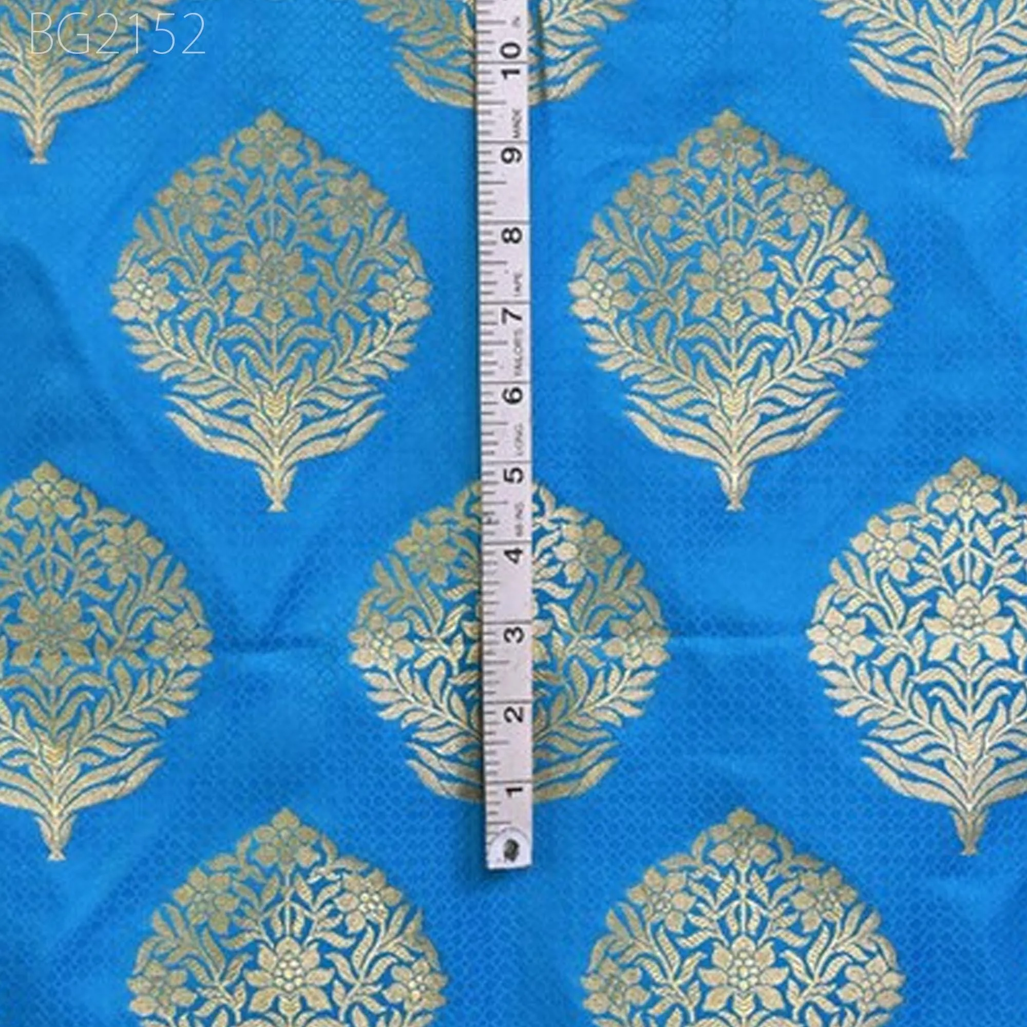 Blue Brocade Banarasi Brocade Fabric By The Yard Banarasi Art Blended Silk for Wedding Dress Home Furnishing Table Runner Sewing Crafting