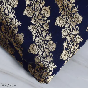 Blue Brocade Fabric by the Yard Wedding Dress Jackets Indian Blended Banarasi Silk Dress Material Sewing Cushion Covers Home Décor Crafting